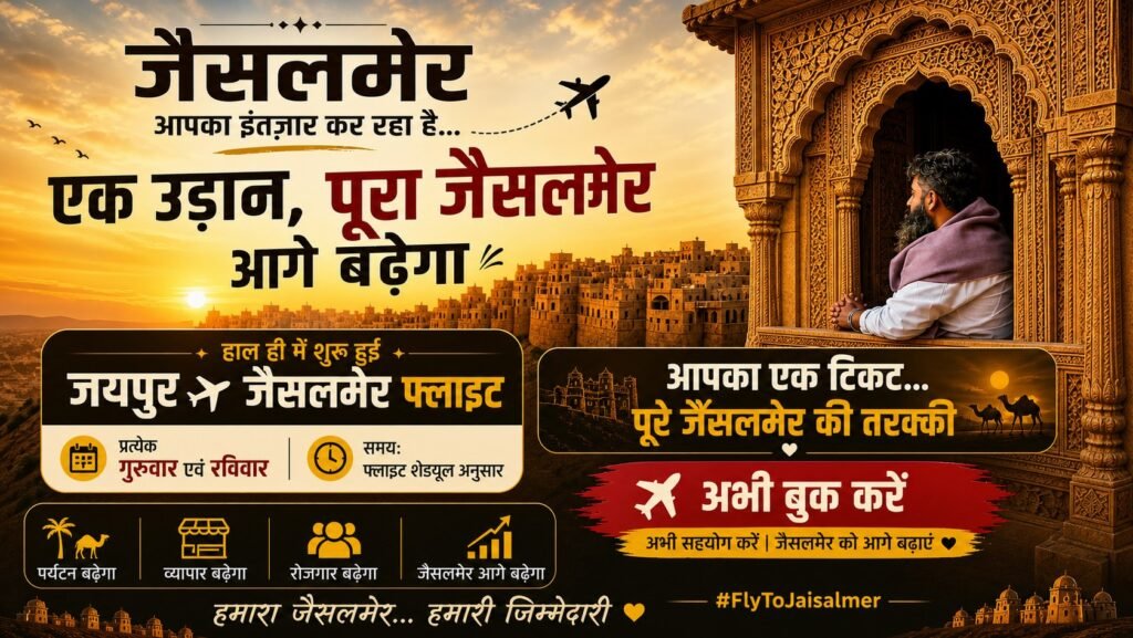 Fly to Jaisalmer – A New Chapter for Tourism | By Mr Desert Jaisalmer Dheeraj Purohit